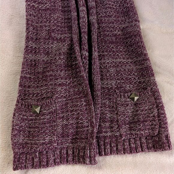 Y2K Mudd Cardigan Women's XS/Small Purple Knit Puff Sleeve Tied Belted - Picture 3 of 6